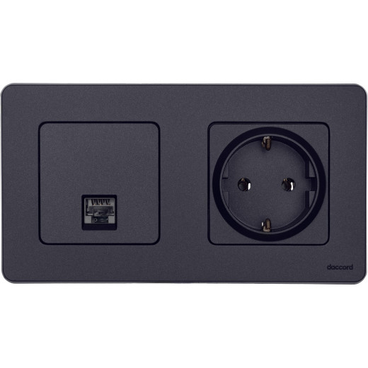 Розетка компьютерная RJ45 категория 5e UTP - Legrand/Daccord Inspiria - антрацит