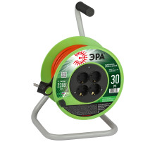 ЭРА Удлинитель силовой RP-4e-3х1.0-30m на пластиковой катушке c заземлением 4 розетки 30м ПВС 3х1мм2