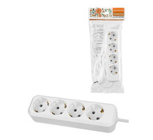 TDM Удлинитель 4 гнезда, 1,5 метра, с/з, 10 А, 2300 Вт, белый, НАРОДНЫЙ У1-42050