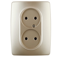 ЭРА Розетка Серия 12 12-2107-04 двойная без заземления 2X2P 16A-250В IP20 шампань