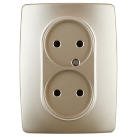ЭРА Розетка Серия 12 12-2107-04 двойная без заземления 2X2P 16A-250В IP20 шампань