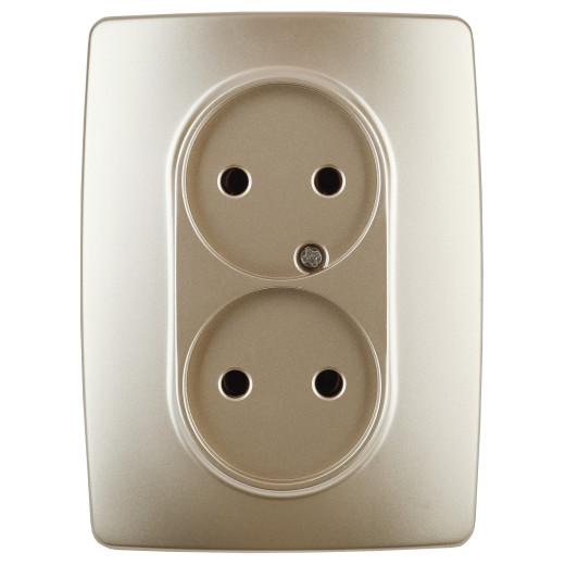 Розетка ЭРА Серия 12 12-2107-04 двойная без заземления 2X2P 16A-250В IP20 шампань