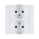 Simon 15 Белый Розетка 2-я б/з литая (в сборе с рамкой)
