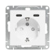 Механизм розетки с USB-C - 2шт, 16А, с заземлением, со шторками, белый Эпика EKF