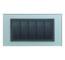 Simon 82 Centr. Серебро/Алюминий (стекло) Рамка с суппортом на 5 узких модулей