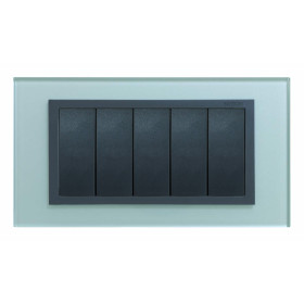 Simon 82 Centr. Серебро/Алюминий (стекло) Рамка с суппортом на 5 узких модулей