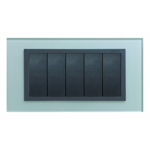 Рамка с суппортом на 5 узких модулей, S82C, серебро - алюминий (стекло)