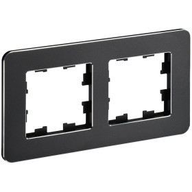 IEK BRITE DECOR Черный металл. скругл.угол Рамка 2-м РУ-2-1-Бр RE