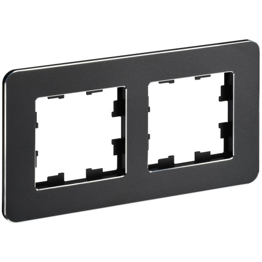 BRITE Рамка 2-мест. РУ-2-1-Бр металл черн. RE IEK