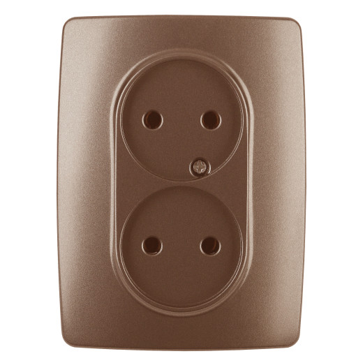 Розетка ЭРА Серия 12 12-2107-14 двойная без заземления 2X2P 16A-250В IP20 медь