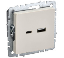 IEK BRITE BASE Бежевый Розетка USB A+C 18Вт РЮ11-1-БрКр