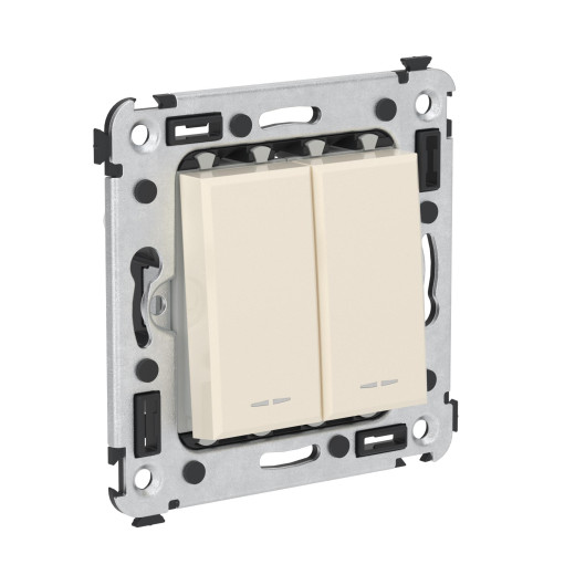 Переключатель двухклавишный в стену, Avanti, ванильная дымка
