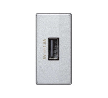 Simon Алюминий Зарядное устройство USB, К45, узкий модуль, 5 В, 1,5 А (использовать K126D-8)