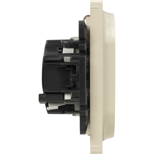 Valena LIFE.Силовая розетка двойная 2х2К+З 16А 250В с лицевой панелью.Безвинтовые зажимы.Слоновая кость