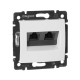 Розетка компьютерная двойная RJ45 категория 5e UTP - Legrand Valena - с захватами - белый