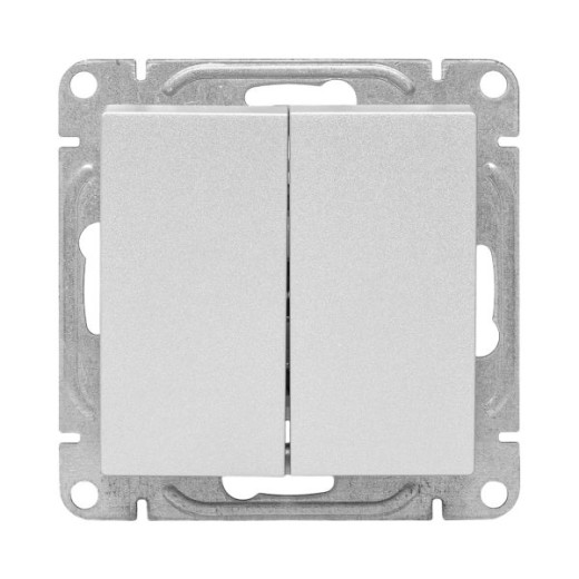 Механизм выключателя, двухклавишный, проходной, алюминий Эпика EKF