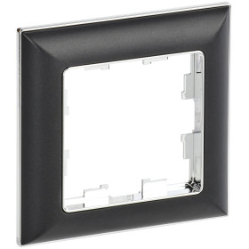 IEK BRITE DECOR Черный/хром 3D-форма Рамка 1-мест. РУ-1-Бр