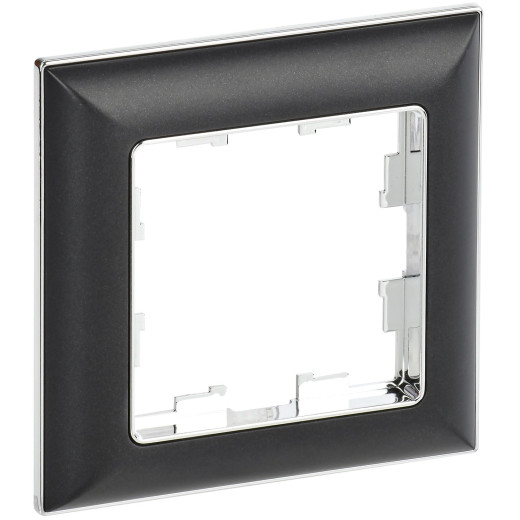 BRITE Рамка 1-мест. РУ-1-Бр хром/черн. IEK