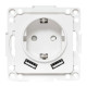 Стокгольм Механизм Розетки 1-местной с/з, USB 2A 16А винтовые клеммы белый с защ. штор. EKF