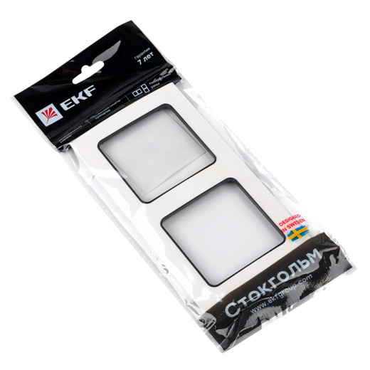 Стокгольм Рамка 2-местная белая с линией цвета черный EKF PROxima