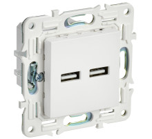 IEK SKANDY Арктический белый Розетка USB A+A 3,1А SK-R15W