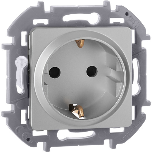 Розетка с заземлением - Legrand/Daccord Inspiria - со шторками 16А 250В винтовые зажимы - алюминий