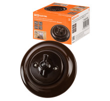 TDM Выключатель скрытой установки фарфоровый поворотный с ручкой (бантик) 10А коричневый «Болонь»