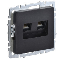 IEK BRITE BASE Черный Розетка комп двойная RJ45 кат.5E РК10-2-БрЧ