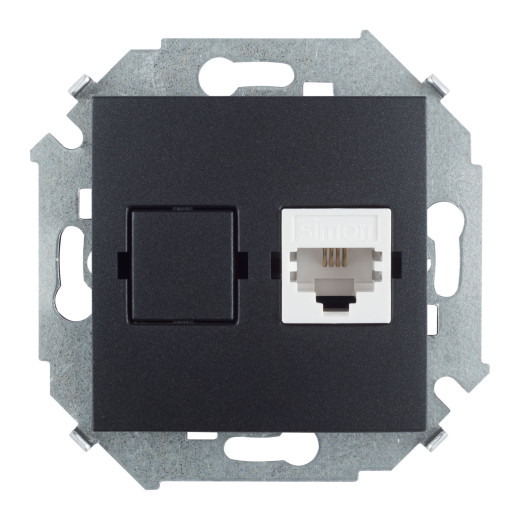 Розетка телефонная RJ11, винтовой зажим, графит