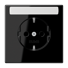 JUNG Штепсельная розетка SCHUKO 16A, 250V~ с защитой от детей и полем для надписи чёрная