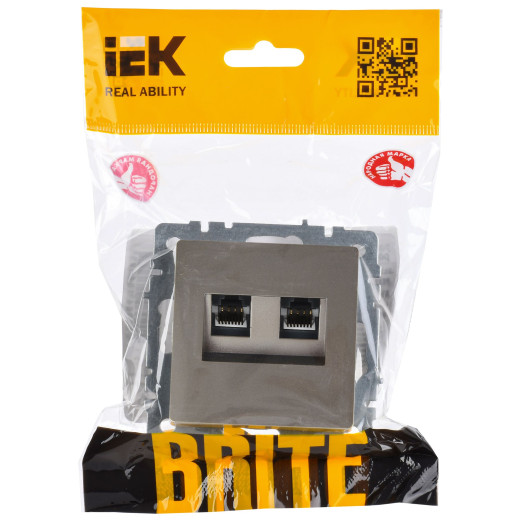 BRITE Роз. двойная RJ11+RJ45 кат.5E РК/Т12-БрС сталь IEK