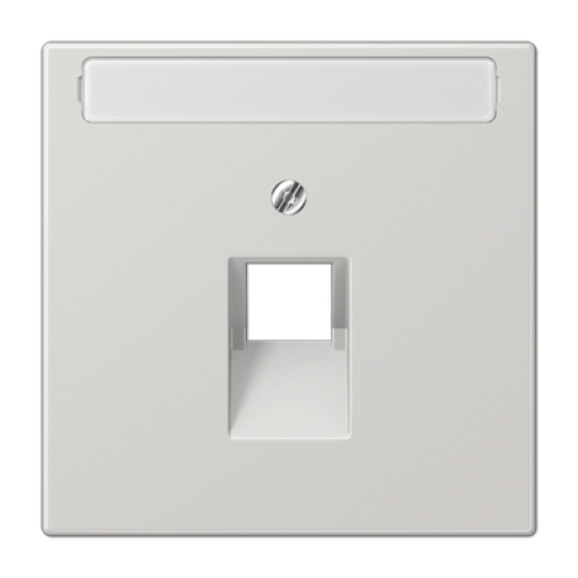 Крышка для одинарной телефонной и компьютерной розетки UAE с полем для надписи, светло-серая