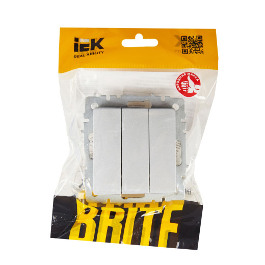 BRITE Выключ. 3-кл. 10А ВС10-3-0-БрА алюм. IEK