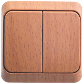 Systeme Electric Этюд наруж Дача Темный бук Выключатель 2-клавишный с подсветкой (сх. 5)