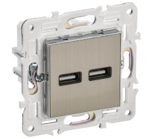IEK SKANDY Никель Розетка USB A+A 3,1А SK-R15N