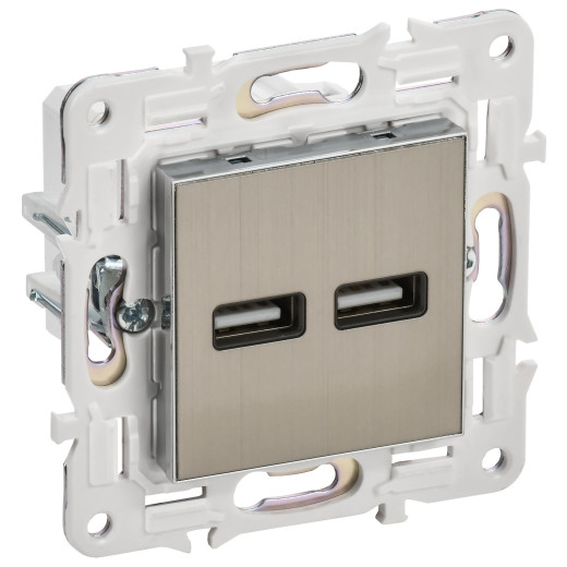 SKANDY Роз. USB A+A 3,1А SK-R15N никель IEK