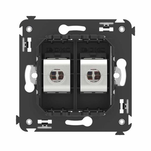 Компьютерная розетка RJ-45 без шторки в стену, кат.6А двойная экранированная, Avanti, черный матовый