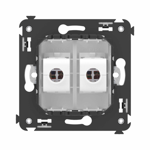 Компьютерная розетка RJ-45 без шторки в стену, кат.6A двойная, Avanti, белое облако