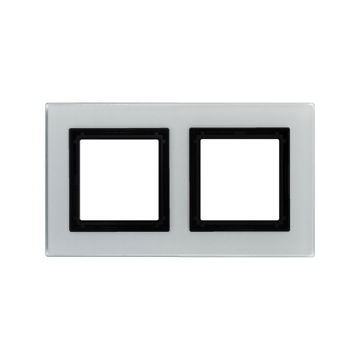 Рамка из натурального стекла 2 поста (4 мод.), Avanti, светло-серая