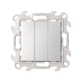 Simon 24 Алюминий Трехклавишный выключатель 10AX 250В~