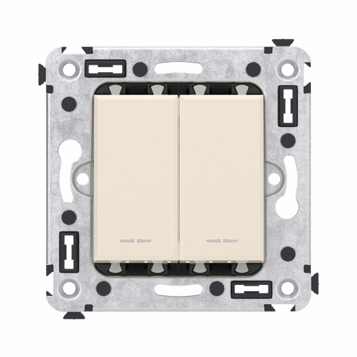 Переключатель двухклавишный в стену, Avanti, ванильная дымка