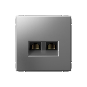 Systeme Electric ArtGallery Сталь Розетка двойная компьютерная RJ45+RJ45, кат.6А, механизм