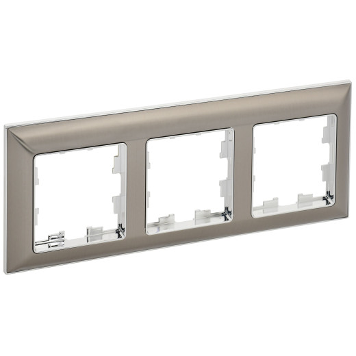 BRITE Рамка 3-мест. РУ-3-Бр металл хром/никель IEK