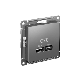 Systeme Electric AtlasDesign Сталь USB A+С, 5В/2,4 А, 2х5В/1,2 А, механизм
