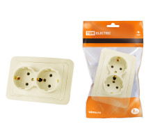 TDM Розетка двойная 2П+З 16А сл. кость 