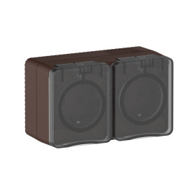 Systeme Electric AtlasDesign Profi54 Наруж Коричневый Розетка двойная с з/к со шторками 16А
