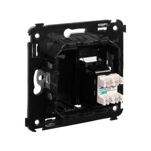 Телефонная розетка RJ-12 в стену одинарная, Avanti, черный квадрат