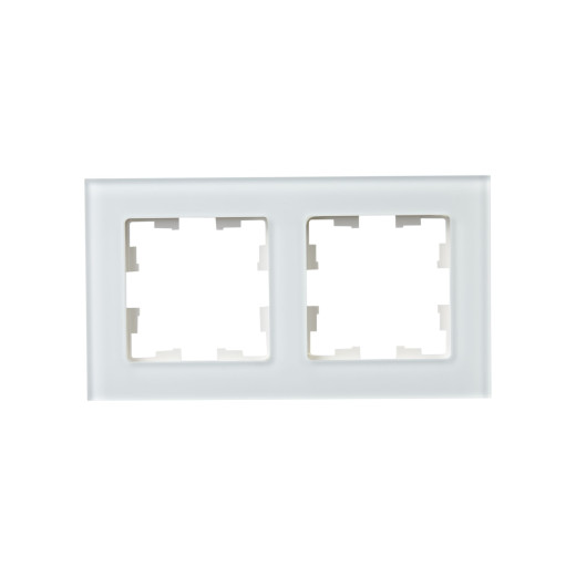BRITE Рамка 2-мест. РУ-2-2-Бр стекло бел. матовый IEK