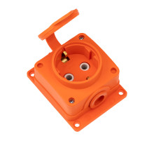 REXANT Розетка (колодка) влагозащищенная с крышкой 1 гнездо COMPACT, с/3, 16А, IP54, каучук, оранжевая.