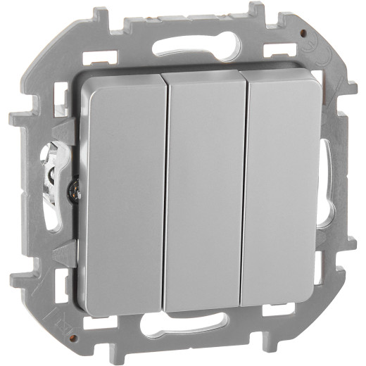 Выключатель трёхклавишный - Legrand/Daccord Inspiria - 10АХ 250В винтовые зажимы - алюминий